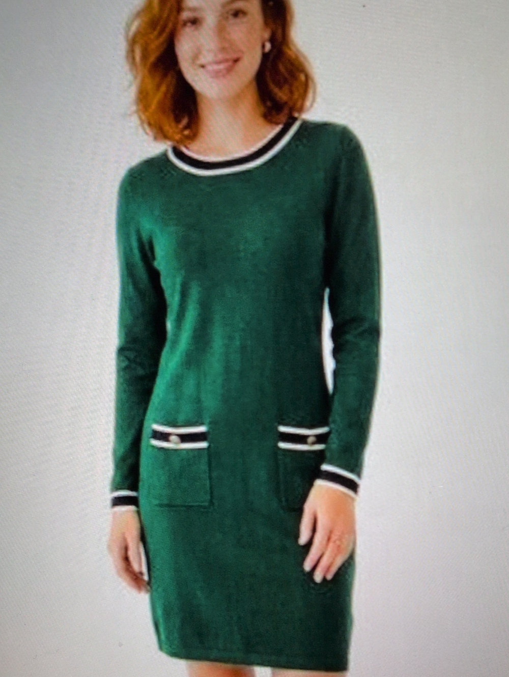 Boden "Holly" Knitted Shift Dress Dark Green